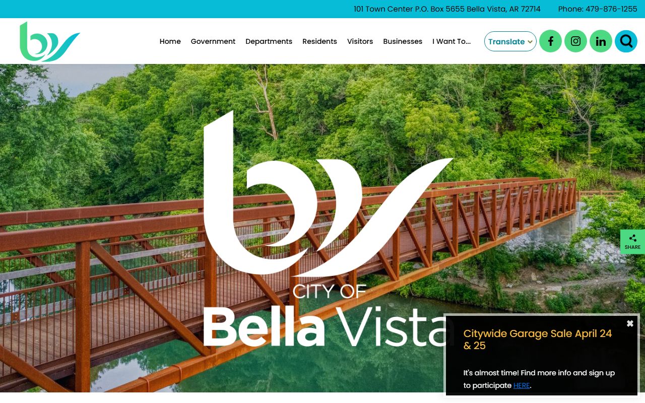 Bella Vista City Clerk official website for municipal records supporting Bella Vista Death Index research