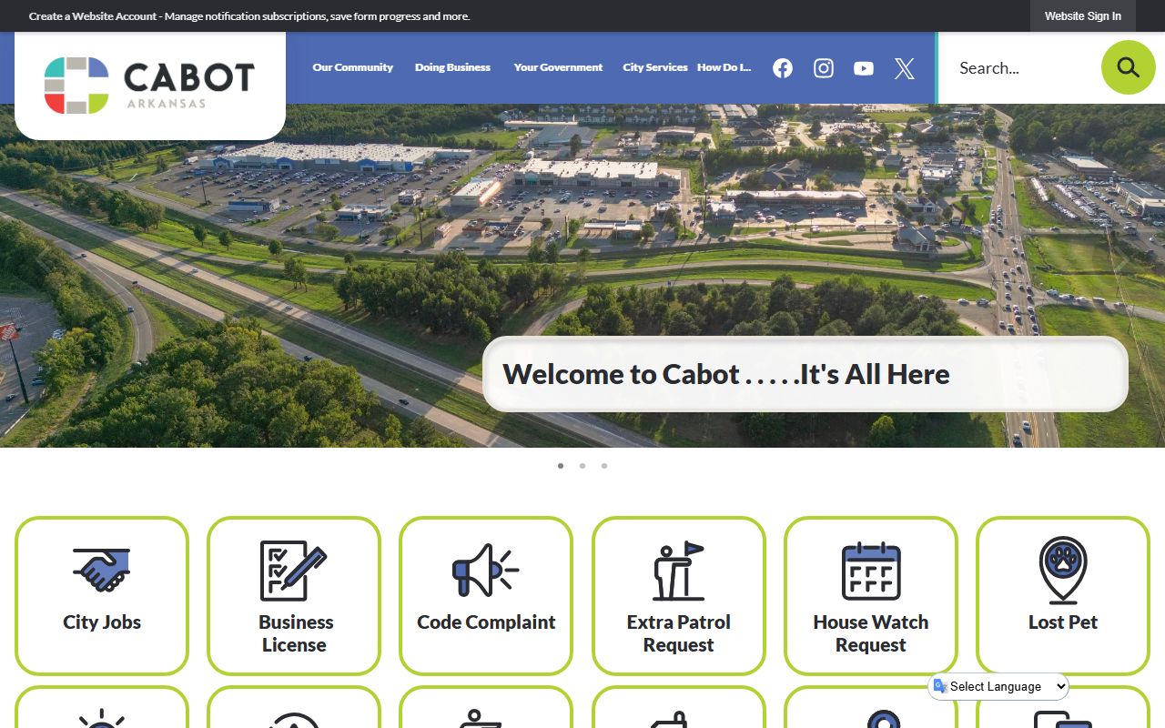 Cabot City Clerk official website for municipal records supporting Cabot Death Index research