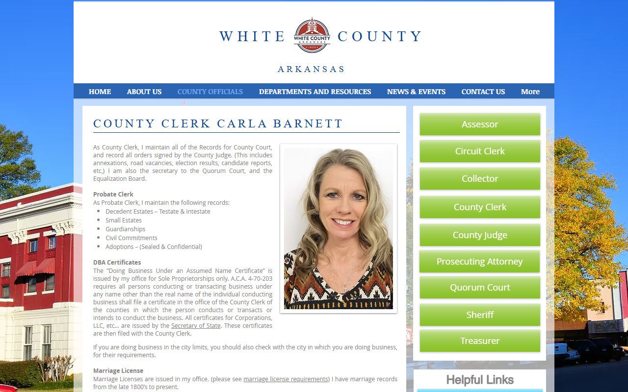 White County Clerk official website, the county record source for Searcy Death Index secondary research
