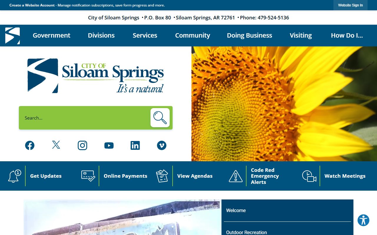 Siloam Springs City Clerk official website for municipal records supporting Siloam Springs Death Index research