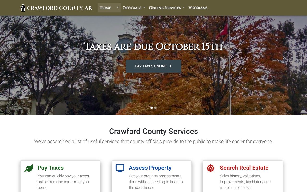 Crawford County government website, the county record source for Van Buren Death Index research