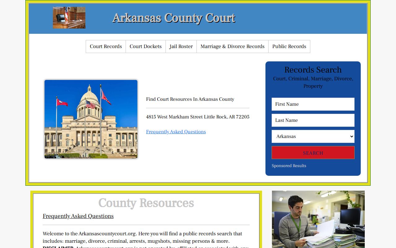 Arkansas County Clerk official website for probate and court records supporting Death Index research