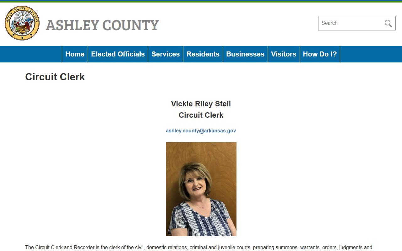 Ashley County Circuit Clerk office for court and land records related to Ashley County Death Index research